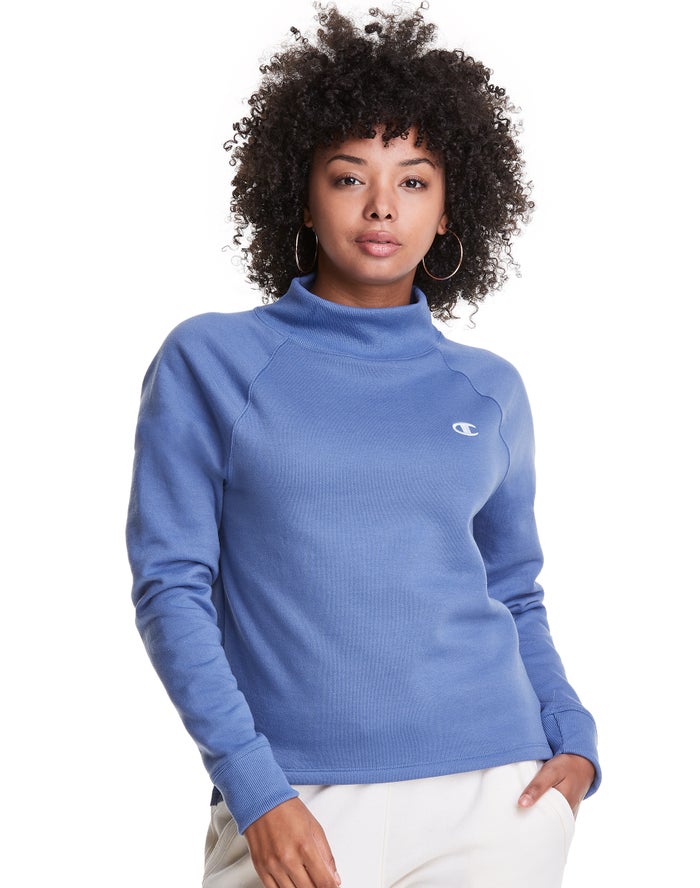 Champion Powerblend Fleece Mock Neck Embroidered Logo Sweatshirt Dames - Blauw - Belgie 7048IKBLS